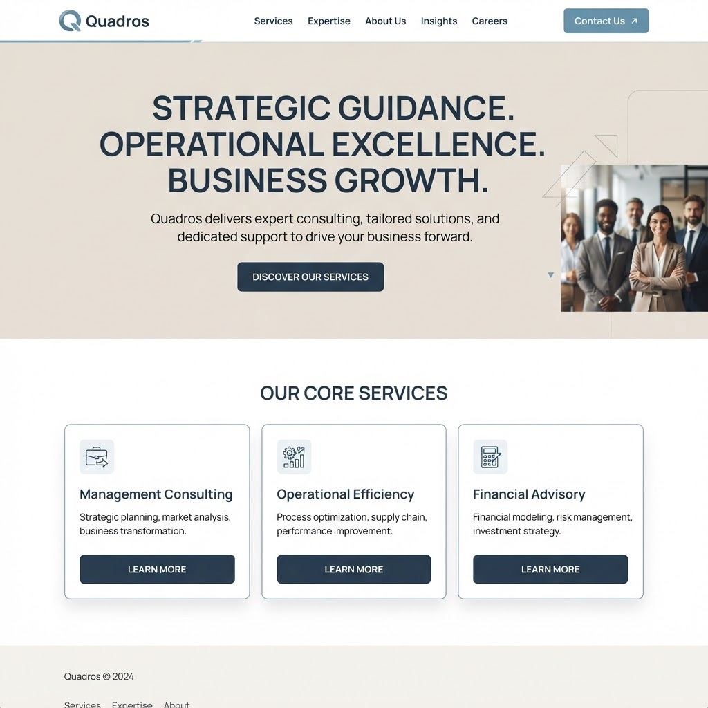 Website voorbeeld voor Quadros Dienstverlening